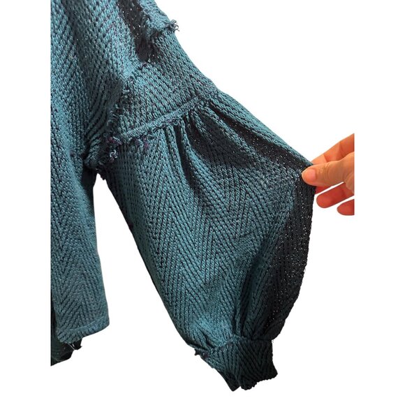 ✌️ 2/$40 ✌️ We The Free Womens Teal Chevron Knit V-Neck Sweater Top Size S - Picture 8 of 8